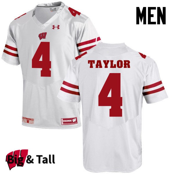 Wisconsin Badgers Men's #4 A.J. Taylor NCAA Under Armour Authentic White Big & Tall College Stitched Football Jersey CB40F51LU